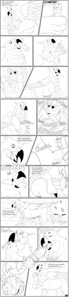 Size: 911x3870 | Tagged: grimdark, questionable, artist:swiftsketchpone, derpibooru import, oc, oc:lnyx, oc:swift sketch, earth pony, gryphon, pony, burp, comic, dead, death, digestion, disposal, fetish, food chain, griffons doing griffon things, internal, macro, male, monochrome, mythologically accurate, pellet, post-vore, predator, prey, stomach noise, vore, willing vore