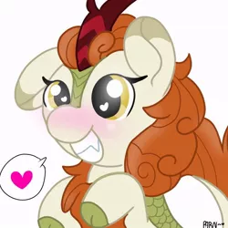 Size: 768x768 | Tagged: safe, artist:parn, derpibooru import, autumn blaze, kirin, sounds of silence, spoiler:s08, awwtumn blaze, cute, female, heart, heart eyes, pictogram, wingding eyes