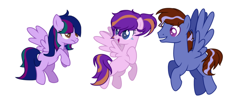 Size: 1024x439 | Tagged: safe, artist:k3elliebear, derpibooru import, oc, oc:chaos quartz, oc:lightning quartz, oc:rose quartz, unofficial characters only, pegasus, pony, base used, female, male, mare, simple background, stallion, transparent background