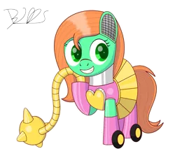 Size: 1989x1801 | Tagged: safe, artist:trackheadtherobopony, derpibooru import, oc, oc:goldheart, unofficial characters only, pony, robot, robot pony, cute, mace, ocbetes, signature, simple background, solo, transparent background, weapon