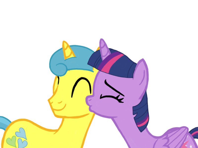 Size: 1024x768 | Tagged: safe, artist:turnaboutart, derpibooru import, lemon hearts, twilight sparkle, twilight sparkle (alicorn), alicorn, pony, unicorn, base used, citrus heart, citruslight, cutie mark, female, half r63 shipping, kiss on the cheek, kissing, lemonlight, male, mare, rule 63, shipping, simple background, stallion, straight, transparent background