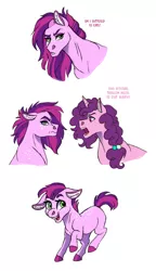 Size: 1024x1783 | Tagged: artist:cascayd, character study, derpibooru import, ear piercing, earring, female, filly, jewelry, next generation, oc, oc:berry blast, offspring, parent:big macintosh, parents:sugarmac, parent:sugar belle, piercing, safe, simple background, sugar belle, white background