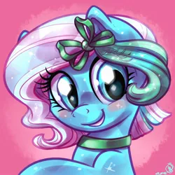 Size: 1800x1800 | Tagged: safe, artist:whitediamonds, derpibooru import, oc, oc:azur lachrimae, crystal pony, pony, blushing, commission, female, looking at you, mare, solo