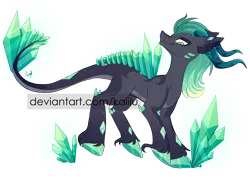 Size: 3000x2167 | Tagged: safe, artist:kaiilu, derpibooru import, oc, unofficial characters only, hybrid, original species, pony, adoptable, advertisement, auction, closed species, crystal, digital art, high res, horn, male, obtrusive watermark, simple background, stallion, transparent background, watermark, yuhidae pony