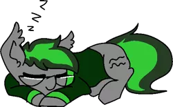 Size: 557x345 | Tagged: safe, artist:nootaz, deleted from derpibooru, derpibooru import, oc, oc:jackorace, unofficial characters only, bat pony, pony, commission, glasses, simple background, sleeping, solo, transparent background, zzz