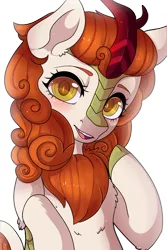 Size: 2000x3000 | Tagged: artist:petergriffinschin, autumn blaze, awwtumn blaze, blushing, chest fluff, cute, derpibooru import, ear fluff, female, kirin, looking at you, safe, simple background, solo, sounds of silence, transparent background