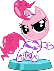 Size: 2472x3213 | Tagged: safe, artist:phucknuckl, derpibooru import, part of a set, fili-second, pinkie pie, pony, my little pocket ponies, adorabolical, clothes, cute, diapinkes, evil grin, female, grin, pocket ponies, power ponies, raised hoof, simple background, smiling, solo, transparent background