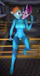 Size: 555x1047 | Tagged: 3d, alternate hairstyle, anthro, conjoined, derpibooru import, fusion, metroid, multiple heads, punklight sparkle, rainbow dash, safe, samus aran, source filmmaker, twilight sparkle, two heads, zero suit