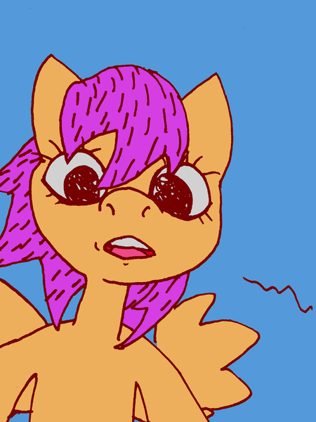 Size: 3200x4267 | Tagged: artist:darkdoomer, derpibooru import, looking at you, minimalist, modern art, safe, scootaloo, solo