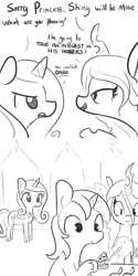 Size: 1280x2560 | Tagged: safe, artist:tjpones, derpibooru import, princess cadance, queen chrysalis, shining armor, alicorn, changeling, changeling queen, pony, unicorn, comic, dialogue, dork, figurine, gaming miniature, hyperspace hyperwars, image, miniature, monochrome, paintbrush, painting, png, pure unfiltered evil, sketch, warhammer (game), warhammer 40k