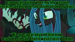 Size: 622x348 | Tagged: 8-bit theater, black mage, changeling, changeling queen, derpibooru import, edit, edited screencap, female, image macro, meme, queen chrysalis, safe, screencap, solo, text, the mean 6