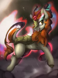 Size: 3000x4000 | Tagged: artist:blackligerth, autumn blaze, awwtumn blaze, cute, derpibooru import, fangs, female, kirin, open mouth, safe, solo, sounds of silence