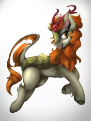 Size: 3000x4000 | Tagged: alternate version, artist:blackligerth, autumn blaze, background removed, derpibooru import, female, kirin, open mouth, safe, simple background, solo, sounds of silence, white background