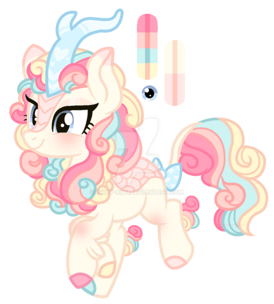 Size: 1024x1134 | Tagged: artist:inkyy-kiwi, derpibooru import, deviantart watermark, female, kirin, oc, oc:sugar sprinkles, safe, simple background, solo, sounds of silence, transparent background, watermark