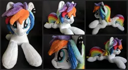 Size: 2000x1100 | Tagged: safe, artist:burgunzik, derpibooru import, oc, oc:color dash, pegasus, pony, female, irl, mare, photo, plushie, prone, solo