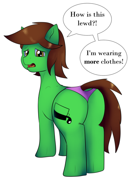 Size: 999x1408 | Tagged: suggestive, artist:undermrph, derpibooru import, oc, oc:chrisgotjar, unofficial characters only, earth pony, pony, clothes, crossdressing, dock, male, open mouth, panties, plot, simple background, solo, stallion, transparent background, underwear