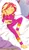 Size: 436x749 | Tagged: safe, artist:charliexe, derpibooru import, sunset shimmer, equestria girls, barefoot, belly button, black panties, black underwear, clothes, cute, eyes closed, feet, female, image, jpeg, pain, pajamas, panties, pants, pillow, shimmerbetes, sleeping, smiling, solo, sunset's apartment, thong, underwear