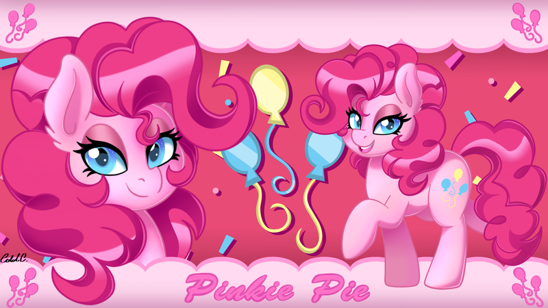 Size: 3840x2160 | Tagged: safe, artist:ciderpunk, derpibooru import, pinkie pie, earth pony, pony, bust, wallpaper