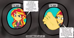 Size: 1024x525 | Tagged: suggestive, artist:maze1000, derpibooru import, sunset shimmer, equestria girls, feet, feet pov, fetish, foot fetish, foot focus