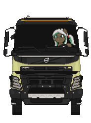 Size: 484x657 | Tagged: artist needed, safe, derpibooru import, oc, oc:lynn, unofficial characters only, pegasus, pony, animated, female, gif, mare, pixel art, simple background, solo, transparent background, truck, vehicle, volvo, volvo fmx