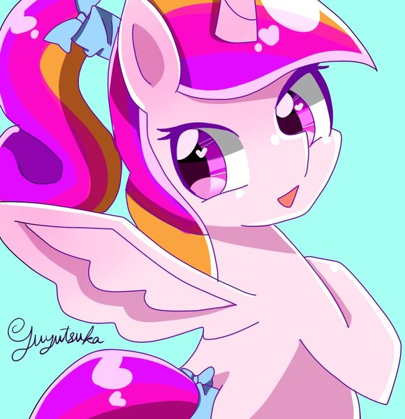 Size: 904x935 | Tagged: safe, artist:yuyutsuka_0130, derpibooru import, princess cadance, alicorn, pony, female, looking at you, mare, simple background, solo