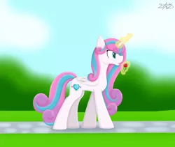 Size: 5024x4232 | Tagged: absurd resolution, adult, alicorn, artist:dolphingirl02, candy, derpibooru import, female, food, lollipop, magic, older, older flurry heart, princess flurry heart, safe, solo, strolling