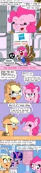 Size: 1000x4200 | Tagged: safe, artist:bjdazzle, derpibooru import, applejack, pinkie pie, twilight sparkle, twilight sparkle (alicorn), alicorn, earth pony, pony, yakity-sax, angry, blank stare, comic, disappointed, everything is ruined, female, fragile, goggles, hammer, hasbro, i've seen some shit, implied cozy glow, inhaling, list, looking up, mare, meta, now you fucked up, pipe (plumbing), pointing, property damage, scolding, season 8 homework assignment, shivering, sign, smiling, tape, this explains everything, toolbelt, warning, what could possibly go wrong, yakophony, yovidaphone