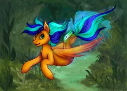 Size: 3200x2300 | Tagged: artist:pabelka-belka, derpibooru import, fin wings, flowing mane, green eyes, oc, oc:naarkerotics, safe, seapony (g4), smiling, solo, swimming, underwater, unofficial characters only, water, wings, ych result