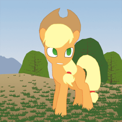 Size: 512x512 | Tagged: safe, artist:thepristineeye, derpibooru import, applejack, earth pony, pony, angry, animated, blender, cowboy hat, dead tree, female, floppy ears, frown, gif, glare, hat, looking back, mare, pointing, raised eyebrow, raised hoof, rotoscope, sideways glance, solo, tree, wide eyes