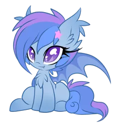 Size: 1024x1097 | Tagged: safe, artist:starlightlore, derpibooru import, oc, oc:astra, oc:astral flare, unofficial characters only, bat pony, pony, bat pony oc, cute, cute little fangs, fangs, female, filly, ocbetes, simple background, solo, starry eyes, transparent background, wingding eyes
