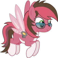 Size: 10174x10134 | Tagged: safe, artist:cirillaq, derpibooru import, oc, oc:artista, unofficial characters only, pegasus, pony, absurd resolution, amputee, augmented, female, flying, glasses, mare, prosthetic limb, prosthetic wing, prosthetics, simple background, socks (coat marking), solo, transparent background, vector