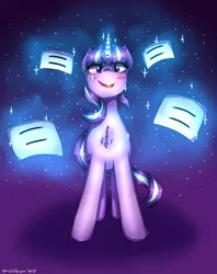Size: 2627x3325 | Tagged: safe, artist:mylittleyuri, derpibooru import, starlight glimmer, pony, the cutie map, chest fluff, digital art, equal sign, equality, glowing horn, intimidating, looking at you, s5 starlight, solo