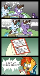 Size: 1846x3507 | Tagged: safe, artist:bobthedalek, derpibooru import, appointed rounds, rainy day, starlight glimmer, sunburst, pegasus, pony, unicorn, road to friendship, cloak, clothes, crate, delivery pony, female, gray background, green background, hat, mailmare, mailmare hat, male, mare, simple background, socks (coat marking), stallion, uniform