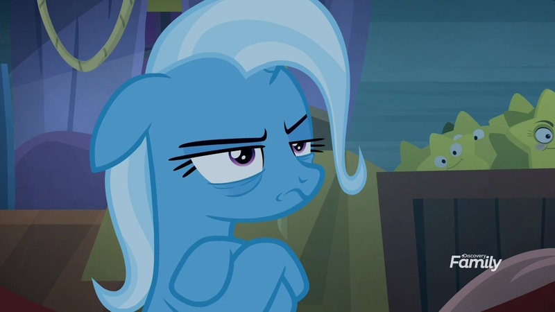 Size: 1920x1080 | Tagged: safe, derpibooru import, screencap, trixie, pony, unicorn, road to friendship, bags under eyes, female, floppy ears, mare, solo, unamused