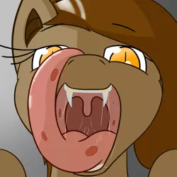 Size: 1000x1000 | Tagged: suggestive, artist:yannerino, derpibooru import, oc, oc:yan, bat pony, drool, fangs, imminent vore, kitchen eyes, long tongue, looking at you, maw, mawshot, open mouth, slit eyes, tongue out, uvula