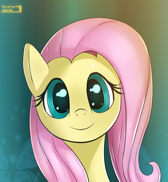 Size: 1093x1188 | Tagged: artist:skyline19, cute, derpibooru import, edit, fluttershy, safe, shyabetes, smiling, solo