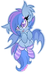 Size: 1362x2125 | Tagged: safe, artist:starlightlore, derpibooru import, oc, oc:astral flare, unofficial characters only, bat pony, pony, clothes, female, filly, simple background, socks, solo, striped socks, transparent background