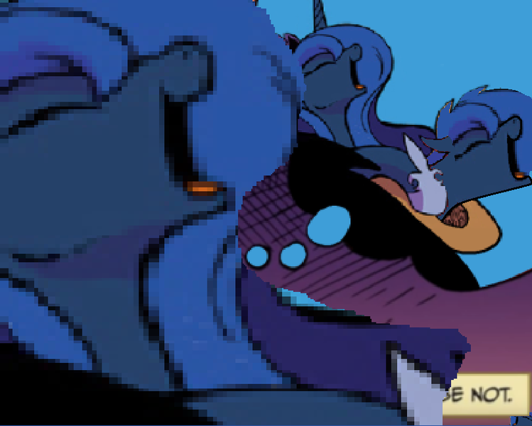 Size: 809x648 | Tagged: alicorn, artist:andypriceart, comic, derpibooru import, edit, editor:symphonic sync, idw, implied anal, implied lesbian, implied sex, lunlun, meme, princess luna, selfcest, self ponidox, shipping, spoiler:comic10, suggestive, thinking, zen and the art of gazebo repair