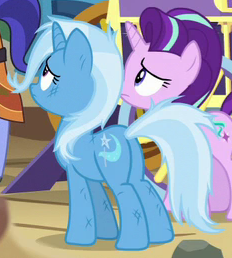 Size: 232x258 | Tagged: safe, derpibooru import, screencap, starlight glimmer, trixie, pony, unicorn, road to friendship, cropped, duo, female, mare, plot