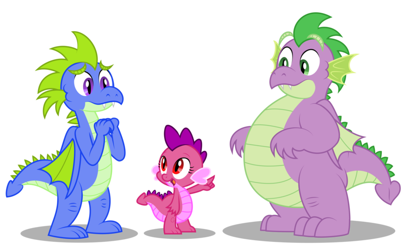 Size: 6366x3925 | Tagged: adult, adult spike, artist:aleximusprime, brother and sister, derpibooru import, dragon, dragon oc, fat spike, female, male, meeting, oc, oc:penny the dragon, oc:percy the dragon, older, older spike, safe, show accurate, siblings, simple background, spike, transparent background, winged spike