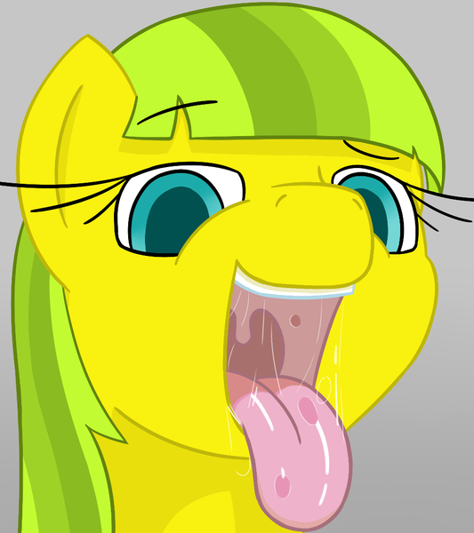 Size: 932x1050 | Tagged: suggestive, artist:yannerino, derpibooru import, oc, oc:lemon drop, earth pony, pony, drool, gross horse, looking at you, maw, mawshot, open mouth, tongue out