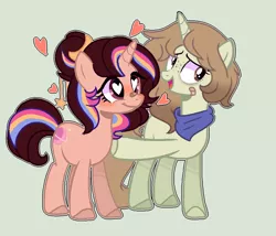 Size: 928x796 | Tagged: safe, artist:moon-rose-rosie, derpibooru import, oc, oc:margaret, oc:melanie, unofficial characters only, pony, unicorn, female, heart, heart eyes, mare, simple background, wingding eyes