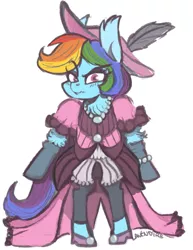 Size: 987x1280 | Tagged: artist:lavendire, clothes, derpibooru import, dress, rainbow dash, rainbow dash always dresses in style, safe