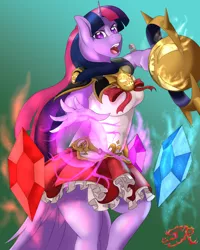 Size: 2400x3000 | Tagged: alicorn, anthro, artist:swiftriff, crossover, derpibooru import, dungeon fighter online, frilly skirt, magic, part of a set, safe, solo, twilight sparkle, video game, video game crossover