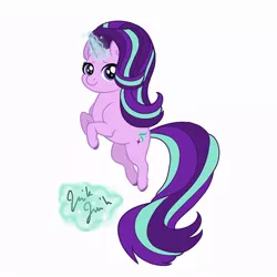 Size: 900x900 | Tagged: safe, artist:damn-it-ronnie, derpibooru import, starlight glimmer, pony, unicorn, female, glowing horn, looking at you, mare, smiling, solo