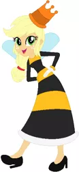 Size: 273x590 | Tagged: safe, artist:selenaede, artist:user15432, derpibooru import, applejack, bee, human, equestria girls, barely eqg related, base used, bee wings, clothes, crossover, crown, cuphead, dress, gloves, hasbro, hasbro studios, high heels, humanized, jewelry, queen bee, regalia, rumor honeybottoms, shoes, studio mdhr, winged humanization, wings