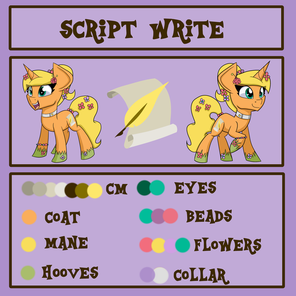 Size: 4000x4000 | Tagged: artist:partylikeanartist, derpibooru import, female, filly, not applejack, oc, oc:script write, reference sheet, safe