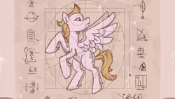 Size: 1280x720 | Tagged: safe, derpibooru import, screencap, unnamed pony, pegasus, pony, top bolt, diagram, drawing, male, rearing, spread wings, stallion, vitruvian man, wings