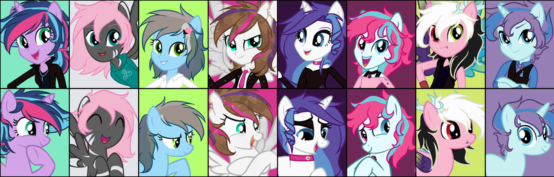 Size: 3468x1108 | Tagged: safe, artist:cornerverse, derpibooru import, oc, oc:allegro, oc:heartbeat, oc:jewel, oc:party planner, oc:physics break, oc:radiant dusk, oc:star glow, oc:windy zephyr, unofficial characters only, equestria girls, base used, interspecies offspring, offspring, parent:discord, parent:fancypants, parent:fluttershy, parent:oc:bright heart, parent:party favor, parent:pinkie pie, parent:rainbow dash, parent:rarity, parent:sonata dusk, parent:thunderlane, parent:twilight sparkle, parents:canon x oc, parents:discopie, parents:partypie, parents:pinata, parents:raripants, parents:thundershy