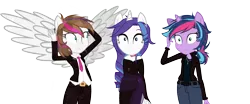 Size: 4068x1686 | Tagged: safe, artist:cornerverse, derpibooru import, oc, oc:jewel, oc:radiant dusk, oc:star glow, unofficial characters only, equestria girls, base used, offspring, parent:fancypants, parent:rarity, parent:twilight sparkle, parents:raripants, simple background, transparent background